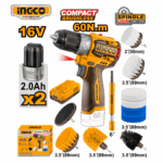 TALADRO ATORNILLADOR 60NM DE 16V + CEPILLOS DE LIMPIEZA - #COSLI240786