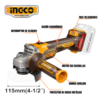 ESMERIL 4 1/2" + 2 BATERÍAS 4.0AH + CARGADOR + ACCESORIOS - #CAGLI211542 - Imagen 2