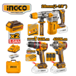 SET 3PZ ROTOMARTILLO 4.5J + TALADRO 66NM + LLAVE IMPACTO 400NM + ACCESORIOS - #CKLI20638