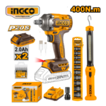 SET 4PZ LLAVE IMPACTO 400NM + LINTERNA + JUEGO DE DADOS+ ACCESORIOS - #COSLI23048