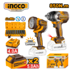 SET 2pz LLAVE DE IMPACTO 850NM + LINTERNA 24W + JUEGO DADOS + 2 BATERÍAS 5.0AH - #COSLI241181