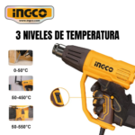 PISTOLA DE CALOR 2000W + 4pz ACCESORIOS - #HG200078 - Imagen 2