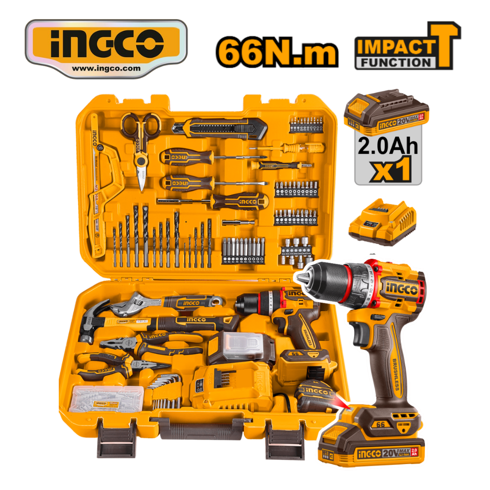 HKTHP11651 web SET 165PZ TALADRO PERCUTOR 66NM + ACCESORIOS - #HKTHP11651 - Imagen 1