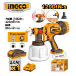 PISTOLA PARA PINTAR INALÁMBRICA 20V 800 ML/MIN- #CSGLI20042