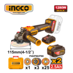 ESMERIL 1280W 4.1/2" 42V + BATERÍA 2.5AH + CARGADOR + 29DISCOS - #CAGLI4128112