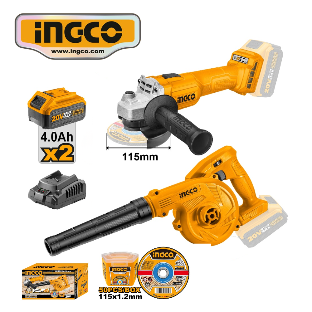 COSLI2211315 WEB (2) KIT ESMERIL 20V + SOPLADORA 20V + SET 50 DISCOS 4.1/2" - #COSLI2211315 - Imagen 1