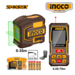 KIT NIVEL LÁSER VERDE 2 LÍNEAS + MEDIDOR LÁSER 70M - #COSLL0401