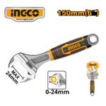 Llave ajustable INGCO de 6 pulgadas con mango de goma HADW131068