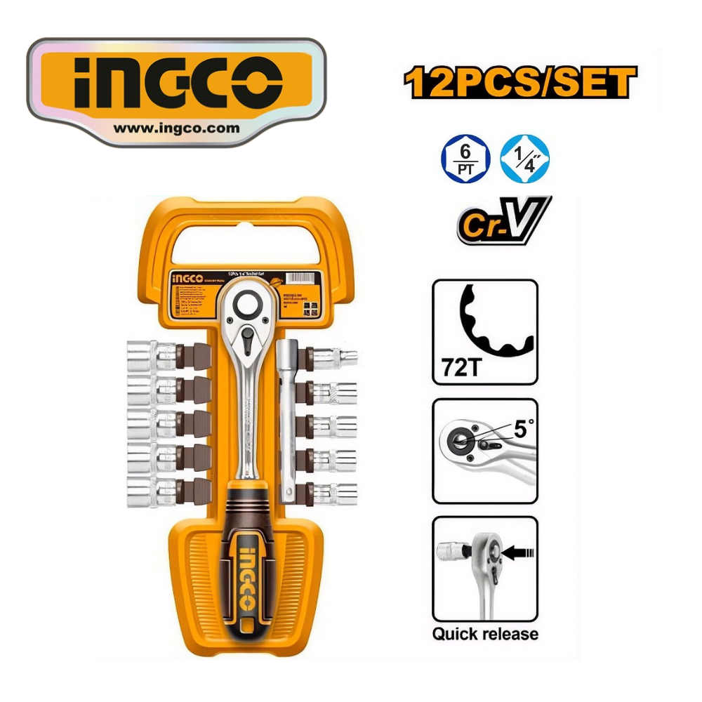 HKTS14122 SET 12 DADOS + RATCHET DE 1/4" - #HKTS14122 - Imagen 1