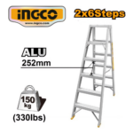 ESCALERA DOBLE ALUMINIO 2x6 PASOS 150KG - #HLAD01061