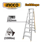 ESCALERA DOBLE ALUMINIO 2x8 PASOS 150KG - #HLAD01081