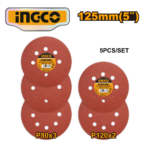 SET 5 LIJAS REDONDAS CON VELCRO DE 5" - #AKRS125051