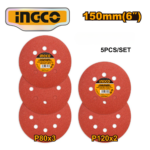 SET 5 LIJAS REDONDAS CON VELCRO DE 6" - #AKRS150051