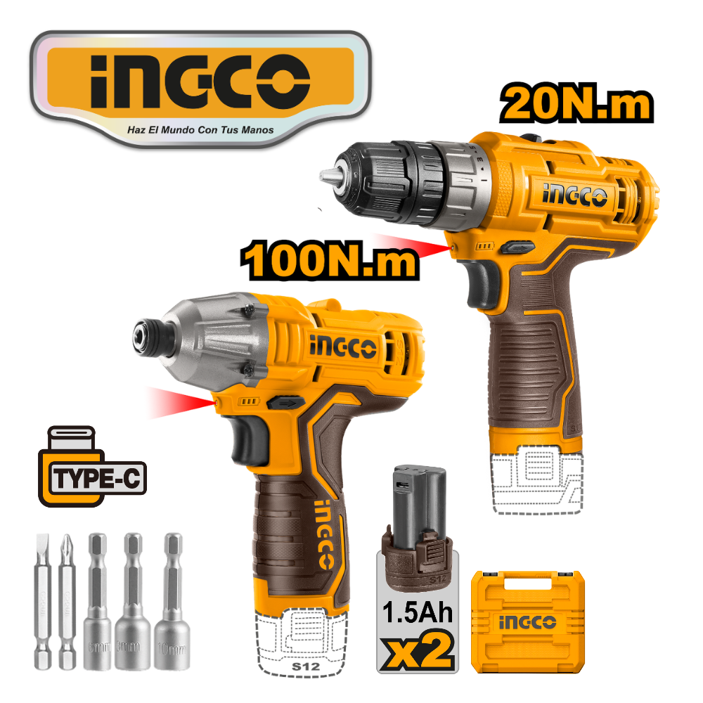 COSLI240586 WEB KIT TALADRO INALÁMBRICO 20NM + ATORNILLADOR IMPACTO 12V+ ACCESORIOS - #COSLI240586 - Imagen 1