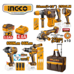 KIT ROTOMARTILLO 4.5J + ESMERIL 1200W+ LLAVE DE IMPACTO 850NM + TALADRO 96NM + LINTERNA + MALETA - #COSLI251193