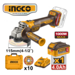 ESMERIL 1000W 4.1/2" + 01 BATERÍA 4.0AH + CARGADOR + ACCESORIOS - #CAGLI271531